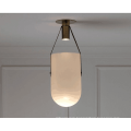 Modern simplicity round glass chandelier white color metal pendant lamp for home decoration